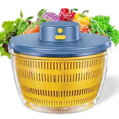 Vegetables Washer Dryer,4L Large Capacity Fruit Vegetable Strainer Spinner,USB Electric Salad Lettuce Spinner,Automatic Compact Salad Cleaner and Dryer for Home Kitchen(Blue)