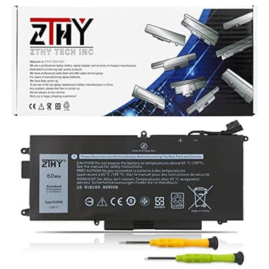 ZTHY K5XWW Battery Replacement for Dell Latitude 7389 Latitude 7390 Latitude 12 5000 5289 2-in-1 L3180 E5289 P29S001 P29S002 Series Laptop 451-BBZC 6CYH6 71TG4 725KY N18GG CFX97 7.6V 60Wh 4Cell
