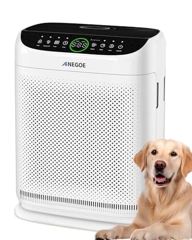 Air Purifiers for Home Large Room Up to 2500 Ft² With Double Air Intake,Washable Pre-Filters, AnEgoe Pet Air Purifier for Bedroom With Remote Control,HEPA Air Cleaner for Dust, Pets,White