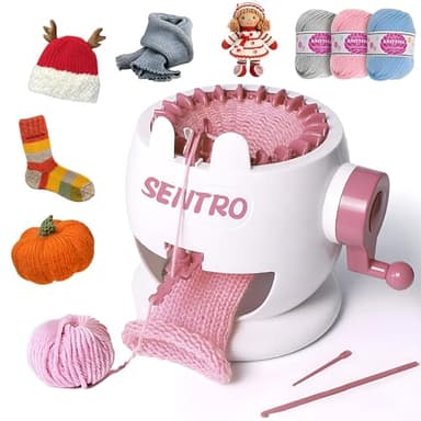 MericTop SENTRO Knitting Machine 22 Needle Knitting Machines, Smart Circular Crochet Machine for Kids/Adults Beginners, Double Weaving Loom Machine for Hat,Socks,Scarves,Gloves (for 3-5mm Wool Yarn)