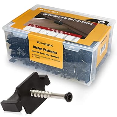 ManCoda Hidden Deck Fasteners for Composite Decking Board, Universal Hidden Fasteners with Stainless Steel Screws, Composite Decking Clips for Wood Deck Framing, 900 Pack for 500 SQ.FT.