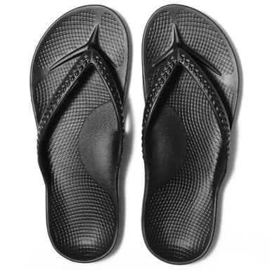 Litfun Women's Arch Support Flip Flops for Plantar Fasciitis Orthopedic Thong Sandals Comfortable Summer Beach Pool Slides, Black 42