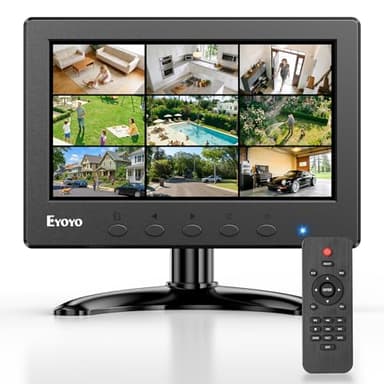 Eyoyo Mini Monitor 7 Inch Small HDMI Monitor 1024x600 LCD Screen Display HDMI AV VGA BNC USB Input for NVR CCTV Security Camera Computer PC Laptop Video Switcher Raspbery Pi