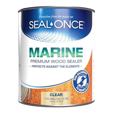 SEAL-ONCE MARINE - 1 Gallon Penetrating Wood Sealer, Waterproofer & Stain. Water-Based, Ultra-low VOC formula for high-moisture areas to protect wood docks, decks, piers & retaining walls.