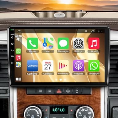 (8Core + 64GB) 10.2 Inch QLED Touch Screen Car Radio for Dodge RAM 1500 2500 3500 2009 2010 2011 2012 with Carplay and Android Auto, Support Bluetooth,WiFi,GPS,FM Radio,Backup Camera & SWC