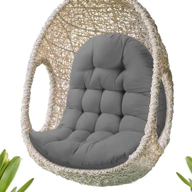 MQK Patio Egg Chair Cushion Replacement, Button Tufted Thick Outdoor Swing Chair Cushion with High Elasticity PP Cotton and Skin-Friendly Fabric, Hammock Cushion for Porch Furniture (Only Cushion)