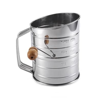 Zemensha Stainless Steel 3 Cups Flour Sifter for baking | Rotary Hand Crank Powdered sugar shaker and flour duster|