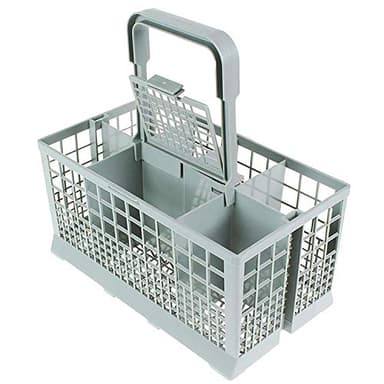 Qualtex Dishwasher Cutlery Silverware Basket Holder Grey, 9.5 X 5.5 X 9.5 Inches With Handle. 9 1/2" X 5 1/2" X 4 7/8" Without Handle.