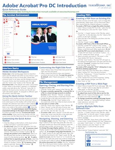 Adobe Acrobat Pro Introduction Quick Reference Training Tutorial Guide (Cheat Sheet of Instructions, Tips & Shortcuts - Laminated Card)