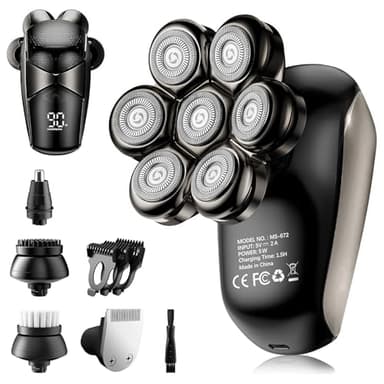SHPAVVER Head Shavers for Bald Men: 5-in-1 Electric Razor - IPX7 Waterproof Shaving Grooming Kit for Balder - Turbo Speed & Precision Blades (Ink Black)