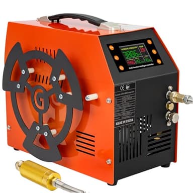 PCP Air Compressor 4500 PSI / 30 MPa, 350W Motor, LCD Display, Auto Stop, Water/Oil-Free, Built-in 600W Adapter, 12V DC & 110V/220V AC Power for Paintball Tanks, Airguns & Air Rifles