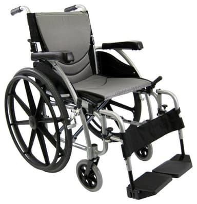 Karman Ergonomic Wheelchair in 18" Seat and Mag Wheels, Pearl Silver Frame