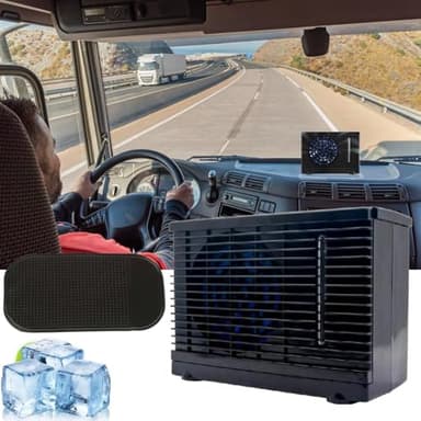 12V/24V Car Air Condition,Portable Dashboard AC Car Cooling Fan Blow Cold Air with Cigarette Lighter Plug in,Universal Instant Cooling Mini Air Conditioner for Vehicles Truck RV SUV Boat