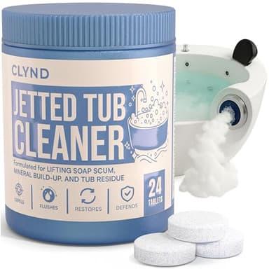 CLYND Jetted Tub Cleaner for the Jets and the Tubes 24 Tablets Hot Tub Cleaner for Jet Bathtub Heavy Duty - No Harsh Chemicals and Septic Safe - Compatible with Whirlpool, Spa, Jetted Bath