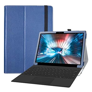 Bige for Dell Latitude 7200 / 7210 12.3" 2-in-1 Tablet Case, PU Leather Folio 2-Folding Stand Cover, Dark Blue