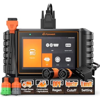 FOXWELL HD500 Heavy Duty Truck Scanner - Diesel Scanner with DPF Regen/Injector Cutoff/Limit Setting, Full System Diesel Diagnostic Scan Tool for Cummins, Detroit, Caterpillar, Paccar & Pickup Trucks