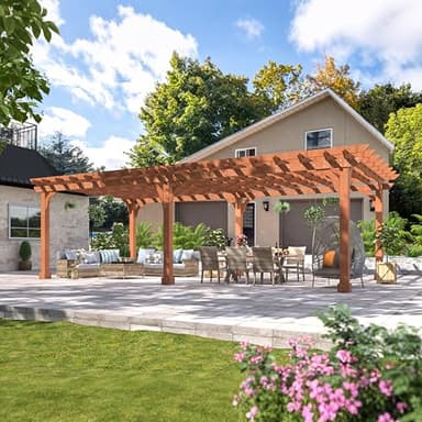 MUPATER 12'x24' All Cedar Wood Pergola, Wooden Pergola Kit with Stakes, Quality Supported Structure, Snow and Wind Resistant, Year-Round Resilience, Outdoor Shade for Backyard, Deck, Lawn, Patio