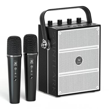 100W Powerful Voice Amplifier with 2 Wireless Microphones, Big Pro Sound Portable Speaker with Microphone, Bluetooth Speaker PA System Karaoke Machine Support BT/USB/TF Card/Aux/Guitar S99