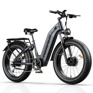 HiKNiGHT Dual Motor Electric Bike for Adults, 1600W/3000W Peak 52V 20AH Battery E Bike 26" x 4.0" Fat Tire Electric Mountain Bike Step-Thru Electric Bicycle for Women/Men, Up to 38MPH