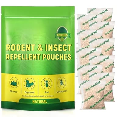 Extra-Strength Mouse and Rat Repellent Pouches, Strong Peppermint Oil Repellent for Mice Indoor/Outdoor, Natural Mouse Deterrent for House, Garden, Car, RV, Basement, Garage, Patio (10 Pack)