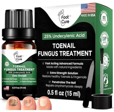 Foot Cure Toenail Fungus Treatment Extra Strength – Athletes Foot Treatment for Toenails, Restorative Nail Repair for Damaged Nails, Toenail Softener with Tea Tree Oil & Oregano Oil - Made in USA