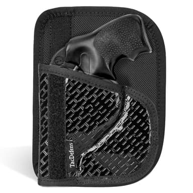 TacDefens Pocket Holster Compatible with J Frame 2''- 2 1/4'' and Similar Revolvers with up to 2.25'' Barrel, Ambidextrous Concealed Carry, Non-Slip Material, Front Sight Protection, Removable Flap