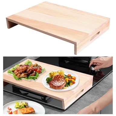 Wooden Rv Stove Top Cover, 21.2 x 14.7 Inch Stove Top Sink Cover for Counter Space, Cutting Board for RV Kitchen, Camper, Trailer (Fits Electric & Gas Burners)