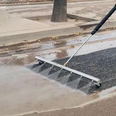 39 Inch Pressure Washer Cleaner, Pressure Washer Undercarriage Cleaner Attachment with 7 Nozzles 2 Extension Rods Commercial Water Broom (for Floor)