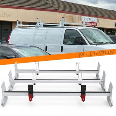 MELIPRON Universal Van Roof Ladder Rack Fit for Chevy Express 1500 2500 3500 Ford Econoline GMC Savana Rain Gutter Mount Rack