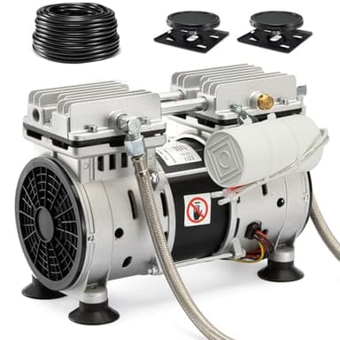 PATIOASIS 3 Acre Pond Aerator System, 5.76 CFM Outdoor Pond Aerator Kit for Large Lakes, 100ft Sinking Airline, 2 Diffusers & 2 Anti-Burst Stainless Steel Hoses, Enhances Water Clarity for Fish Ponds