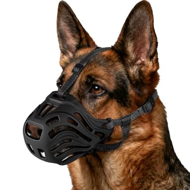 Dog Muzzle, Soft Breathable Dog Muzzles Suitable Dogs, Adjustable Basket Muzzles Prevents Chewing and Biting for Grooming Trimming Training (Black, XL (66lb))