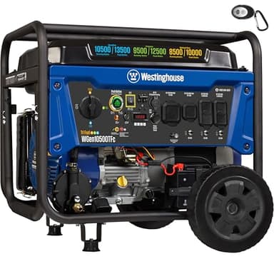 Westinghouse 13500 Peak Watt Tri-Fuel Home Backup Portable Generator, Remote Electric Start, Transfer Switch Ready, Gas, Propane, and Natural Gas Powered