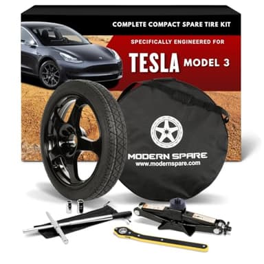 Modern Spare Complete Compact Spare Tire Kit With Carrying Case - Fits 2017-2026 Tesla Model 3