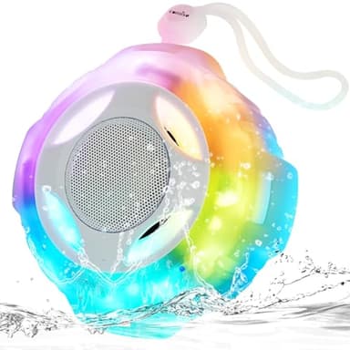 comiso Shower Bluetooth Speaker, Waterproof Bluetooth Speakers IPX7, Floating Portable Wireless Speaker with LED Light, Loud HD Sound and Bass for Travel Beach Shower, Ideal Gifts for Men and Women