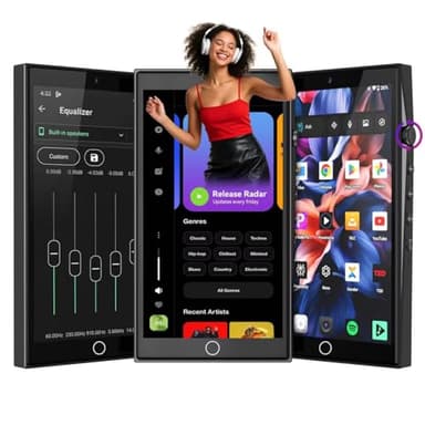 128GB Mp3 Player with Bluetooth and WiFi,Mp4 Player with Spotify,4.7" Touch Screen Android13 Mp3 Player with Front and Rear Cameras