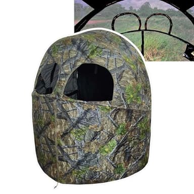 2-Person See-Through Hunting Ground Blind with Dual Built-in Chairs – Pop-Up Camouflage Tent for Deer Turkey, and Game Hunting