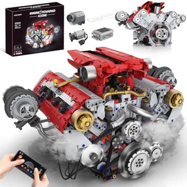 Suplanet V8 Engine Building Kit That Works, Build Your Own Model Engine for Adult,8-Cylinder Car Engine with Spray & Light, Building Engineering Toys for Kids, Adults (3168PCS)