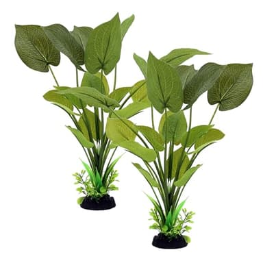 ALEGI Silk Aquarium Plants, 12 Inch Artificial Silk Plants Decorations for Fish Tank,Aquarium Décor Plastic Plants (Green, 2 Pack)