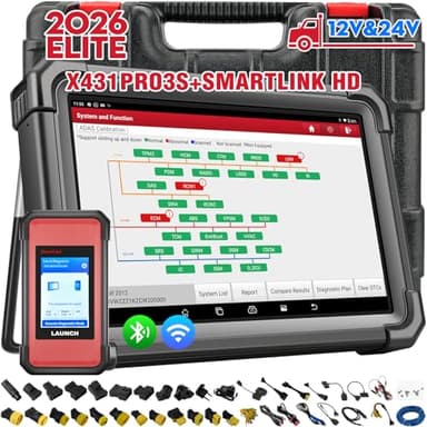 LAUNCH X431 PRO3S+ Smartlink HD Heavy Duty Truck Scanner,2026 Diesel&Gasoline Bidirectional Diagnostic Scan Tool with J2534 Protocols,Topology Map,60+Service,ECU Code,CANFD &DOIP,2 Yrs Free Update