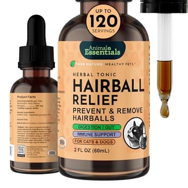 Animal Essentials Hairball Relief Formula - Hairball Treatment for Dogs and Cats, Hairball Medicine, Hairball Remedy, Marshmallow Root Extract - 2 Fl Oz