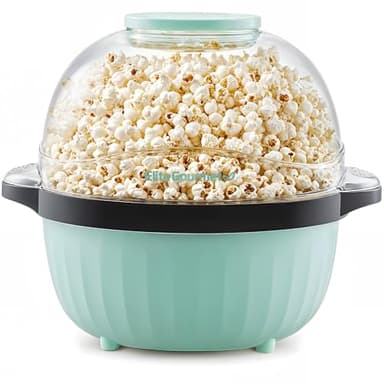 Elite Gourmet EPM145M 18-cup Hot Oil Stirring Popcorn Popper w/Measuring Cap & Reversible Serving Bowl & Butter Melting Tray, Great for Parties, Movie Night, Anytime Snack, Safety ETL Approved, Mint
