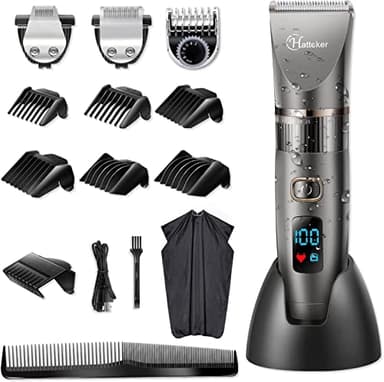 Hatteker Beard Trimmer for Men Professional Hair Clipper Hair Trimmer Shaver Haircut Detail Cutting Kit for Men Cordless Waterproof
