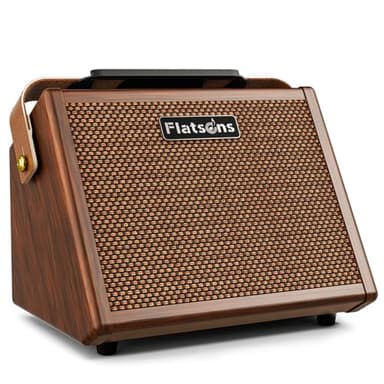 Flatsons Crush20 Acoustic Guitar Amp, 20W Mic/Guitar Amplifier with Reverb, 2-Band EQ, Rechargeable 8H Battery Life, Advanced Dual-chip Wireless Portable Speaker for 6.35mm Microphone/Acoustic Guitars