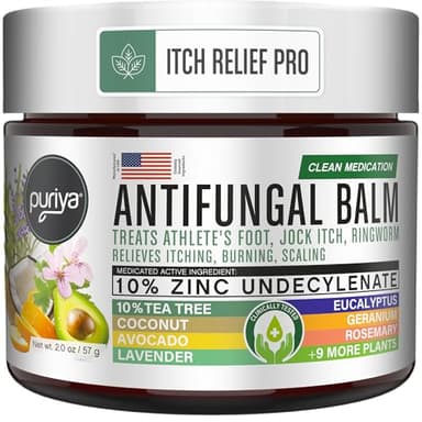Puriya Clinically Proven Antifungal Cream for Skin Fungus, Extra-Strength Athletes Foot Cream Treatment, Jock Itch, Ringworm Treatment for Humans, Anti Fungal Itchy Skin Relief with Tea Tree Oil
