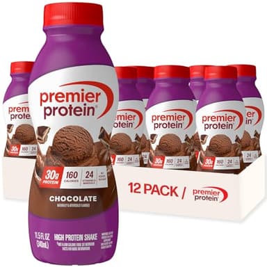Premier Protein Shake, Chocolate, 30g Protein, No Added Sugar, 24 Vitamins & Minerals to Support Immune Health, 11.5 fl oz, 12 Pack