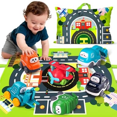 Big Cartoon Truck Car Toys for 1 Year Old Boy with Playmat/Storage Bag|Baby and Toddler Toys 12-18 Months & Age 1-2|1st Birthday & Easter Gift for Baby Toys 1 Year Old