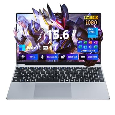 15.6 Inch Laptop Computer, 16GB RAM 512GB SSD Core i5-7Y54 Lap top, 180° Convertible Notebook Laptops with Win 11/Office, Backlit Keyboard, FHD Display, 180° Rotating Screen, WiFi5/ BT4.2, Mini HDMI
