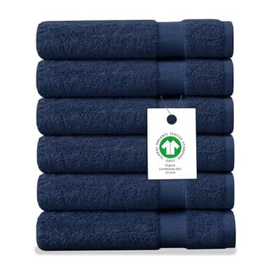 Delara Organic Cotton Luxuriously Plush Washcloths Pack of 6 | GOTS & Oeko-TEX Certified | Premium Quality Face Towels | Feather Touch Technology|650 GSM Long Staple|Soft, Quick Dry & Ultra-Absorbent