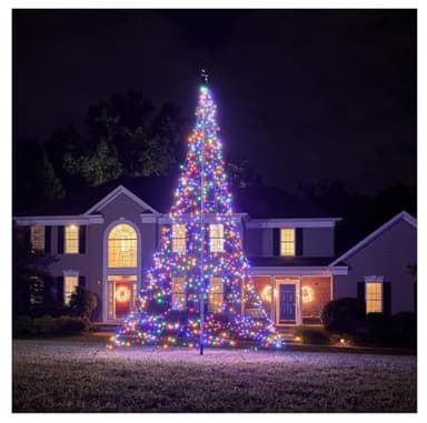 Fairybell - Flagpole LED Christmas Tree - Outdoor Christmas Decorations - Multicolor - 1,200 LED Tree - 20ft - Suitable for Existing Flagpoles