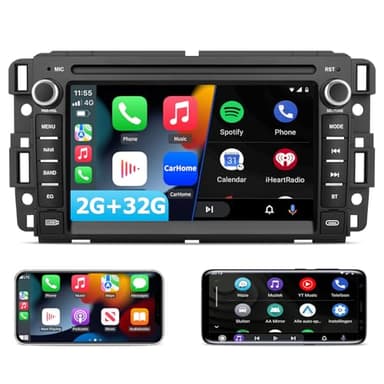 Car Radio Stereo for Chevy Silverado 2007-2014 Tahoe GMC Sierra Yukon,2+32G Android 13 Touch Screen Head Unit with CarPlay Android Auto Bluetooth GPS FM AM DSP